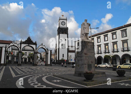 Hauptplatz von Ponta Delgada, Sao Miguel, Azoren, Portugal Stockfoto