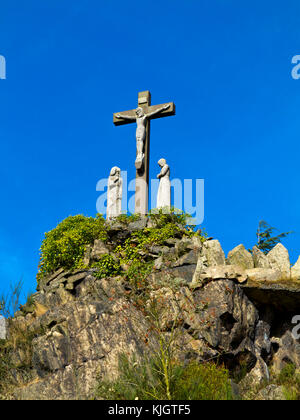 Kalvarienberg Skulptur von Pater Vincent Eley 1965, am Mount St. Bernard Abtei ein Zisterzienserkloster in der Nähe von Coalville in Leicestershire England Großbritannien Stockfoto