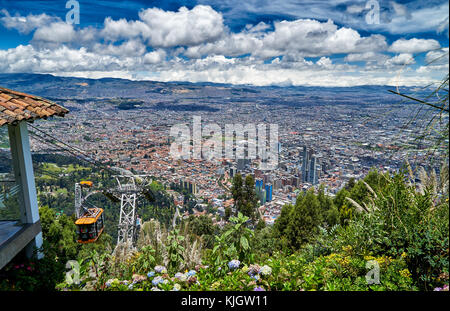 Vögel Auge Ansicht von Cerro de Monserrate Berg in Bogota, Kolumbien, Südamerika Stockfoto