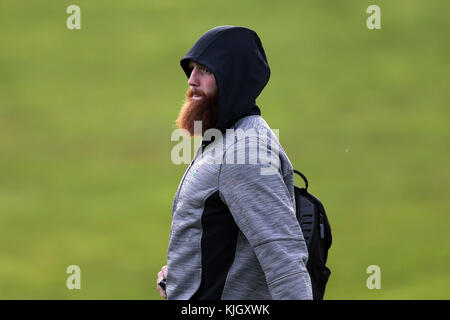 Hensol, Wales, UK. 23. November 2017. Jake Kugel, die Wales Rugby Spieler für die Wales Rugby Team Training kommt an der Vale Resort Hotel in hensol, in der Nähe von Cardiff, South Wales am Donnerstag, den 23. November 2017. Das Team bereitet sich auf den Herbst internationale Reihe Testspiel gegen Neuseeland dieses Wochenende. Credit: Andrew Obstgarten/alamy leben Nachrichten Stockfoto