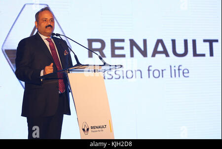 Colombo, Sri Lanka. 24 Nov, 2017. sumit Sawhney, Managing Director und Chief Executive Officer von Renault India Private während der Start von "kiwid live für mehr "Ausgabe in Sri Lanka beschränkt spricht. Credit: vimukthi embuldeniya/alamy leben Nachrichten Stockfoto