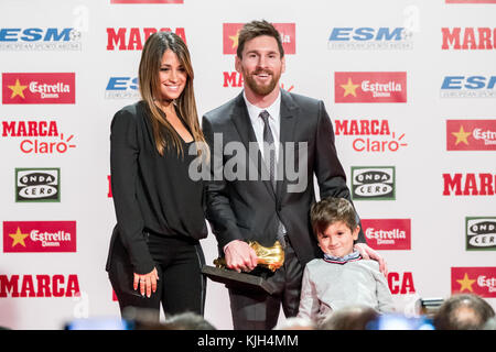 Barcelona, Spanien. 24. November 2017. barcelonas Star Lionel Messi erhält seinen vierten europäischen goldenen Schuh. Credit: Nicolas Lopez/alamy leben Nachrichten Stockfoto