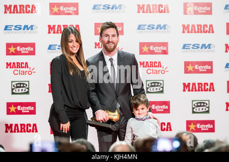 Barcelona, Spanien. 24. November 2017. barcelonas Star Lionel Messi erhält seinen vierten europäischen goldenen Schuh. Credit: Nicolas Lopez/alamy leben Nachrichten Stockfoto