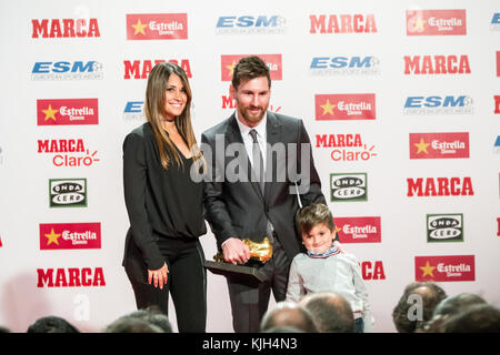 Barcelona, Spanien. 24. November 2017. barcelonas Star Lionel Messi erhält seinen vierten europäischen goldenen Schuh. Credit: Nicolas Lopez/alamy leben Nachrichten Stockfoto