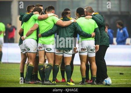 Padua, Italien. 25. November 2017. Die Springboks" Scrum rundet in der Internationalen november Test Match zwischen Italien und Südafrika. Massimiliano Carnabuci/Alamy leben Nachrichten Stockfoto