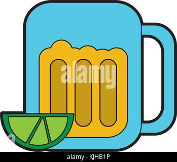 Bier im Glas mit Kalk Keil icon image Stock Vektor