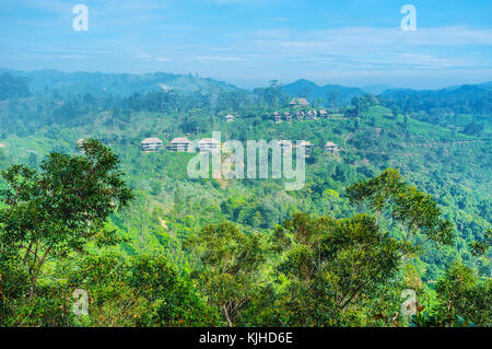 Der Berglandschaft von Ella Resort, beliebtes Reiseziel mit viel Natur und verschiedene Attraktionen, Sri Lanka. Stockfoto