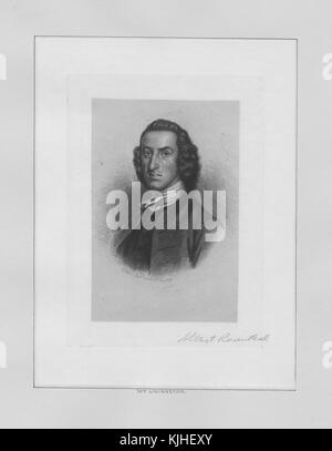 Ein Stich aus einem Porträt von William Livingston, er war der 1. Gouverneur von New Jersey und diente in diesem Amt von 1776 bis zu seinem Tod im Jahr 1790, Seine Familie lebte getrennt von ihm für ihre Sicherheit, da es eine erhebliche Belohnung von den Briten für seine Gefangennahme während des amerikanischen Revolutionskrieges, war er ein Unterzeichner der Verfassung der Vereinigten Staaten, New Jersey, 1800. Aus der New York Public Library. Stockfoto