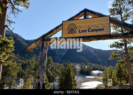 Eingang zu Lee Canyon Ski Resort in der Nähe von Mount Charleston, Nevada. Stockfoto