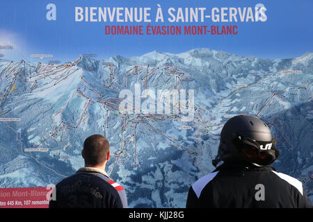 Willkommen in Saint-Gervais. Karte. Frankreich. Stockfoto