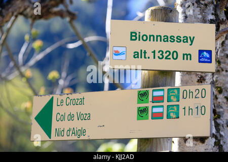 Französische Alpen. Bionnassay. GR-Wanderweg.  Frankreich. Stockfoto