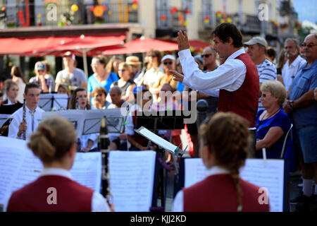 Faucigny Music Festival. Brass Band Musiker. Saint-Gervais. Frankreich. Stockfoto