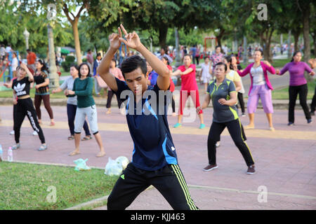 Fitness im Freien Klasse. Battambang. Kambodscha. Stockfoto