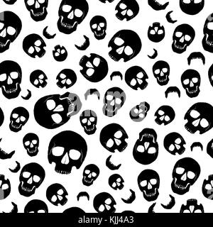 Wallaper schwarz Abbildung: Schädel. auf weißem Hintergrund. Stock Vektor