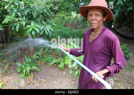 Gärtner. Battambang. Kambodscha. Stockfoto