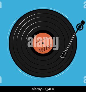 Die vinyl Player schematisch und einfach dargestellt. ein Datensatz mit Musik für eine Disco oder ein Nachtklub. Stock Vektor