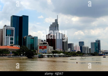 Ansicht von Ho Chi Minh City und Saigon River. Vietnam. Stockfoto