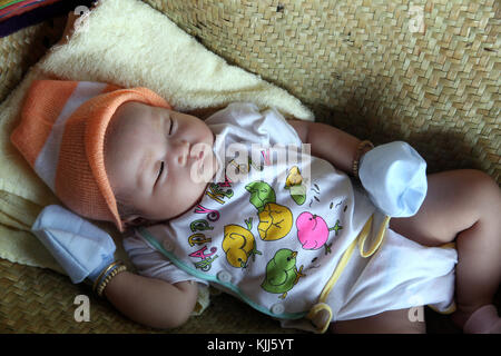 Einen Monat vietnamesischen Baby schläft. Thay Ninh. Vietnam. Stockfoto
