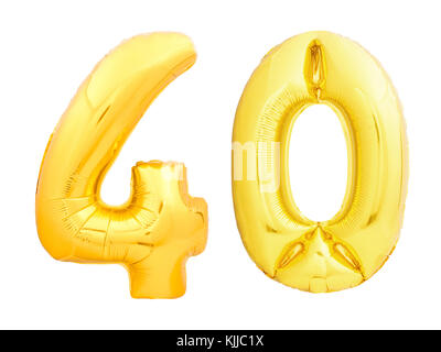 Goldene Zahl 40 40 Aus aufblasbaren Ballon Stockfoto