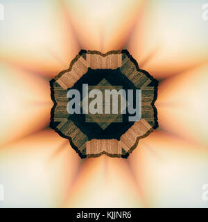 Abstrakte glänzenden geometrischen Swirl mit achteckigen Form von Litzen auf dunklem Hintergrund gebildet. Fraktale Grafiken Stockfoto