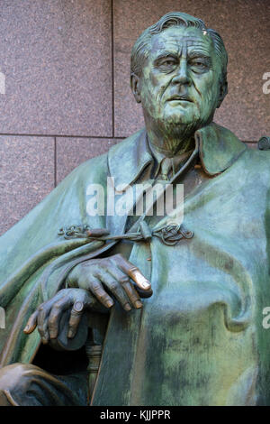 Nahaufnahme der FDR Statue am Franklin Delano Roosevelt Memorial, Washington, D.C., Vereinigte Staaten von Amerika, USA. Stockfoto