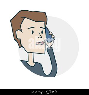 Der Mensch ist, am Telefon zu sprechen Aufkleber Stock Vektor