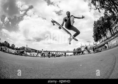 Skateboarder. Paris. Frankreich. Stockfoto