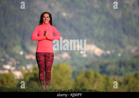 Frau Yoga und Meditation. Stockfoto