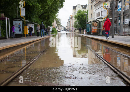 Gera, Deutschland - Juni 03, 2016: Hochwasserschutz in der Stadt Gera im Juni 2016 Stockfoto