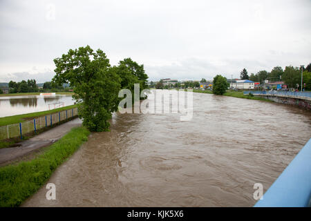 Gera, Deutschland - Juni 03, 2016: Hochwasserschutz in der Stadt Gera im Juni 2016 Stockfoto