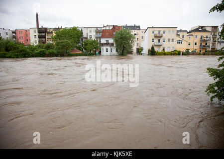 Gera, Deutschland - Juni 03, 2016: Hochwasserschutz in der Stadt Gera im Juni 2016 Stockfoto