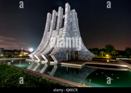 Kwame Nkrumah Memorial Park bei Nacht. Kwame Nkrumah Memorial Park (knmp) ist ein Nationalpark in Accra, Ghana nach osagyefo Dr. benannt. Kwame Nkrumah, Th Stockfoto