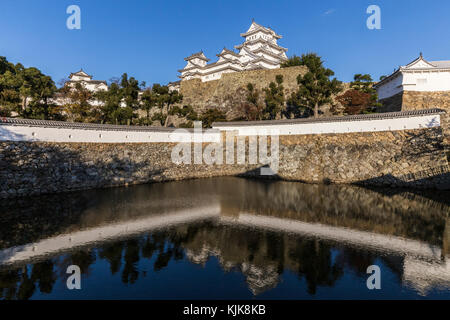 Himeji Castle oder Himejijo hat den Spitznamen Burg Weissreiher dank seiner Weiß elegantes Aussehen, wird Japan die spektakulärsten betrachtet. Th Stockfoto