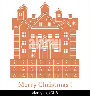 Cute Vector Illustration: Weihnachten Adventskalender. Design für Postkarte, Banner, Poster oder Drucken. Stock Vektor