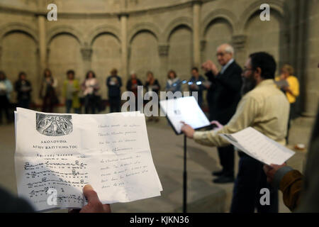 Byzantinischer Gesang Workshop. Kathedrale Genf. Die Schweiz. Stockfoto