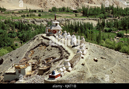 Phyang buddhistischen Kloster. Ladakh. Chšrtens (Stupas). Indien. Stockfoto