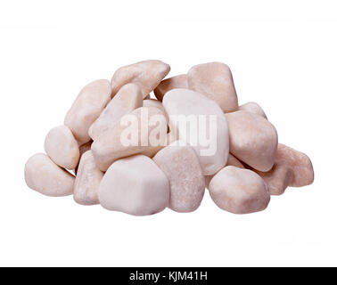 Glatte Steine auf weißem Hintergrund. Stockfoto