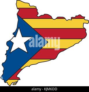 Catalunya Flagge und Land Übersicht icon image Stock Vektor