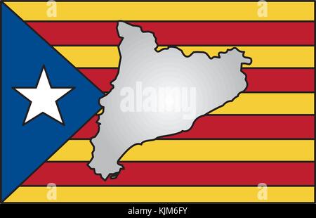 Catalunya Flagge und Land Übersicht icon image Stock Vektor