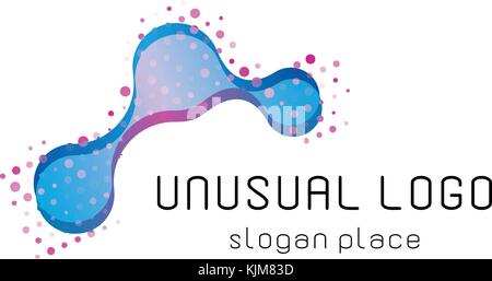 Wissenschaft logo mit Atomen und Molekülen/Illustration einer Wissenschaft Symbol mit dem blauen Moleküle und Atome Teilchen Stock Vektor
