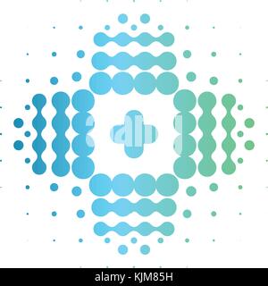 Isolierte vektor Kreuzsymbol. Abstrakte Hilfe Anmelden. Apotheke halftone stylischen Logo. Stock Vektor