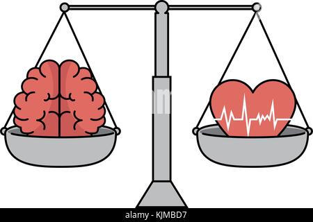 Balance mit Herz und Hirn Vector Illustration Design Stock Vektor