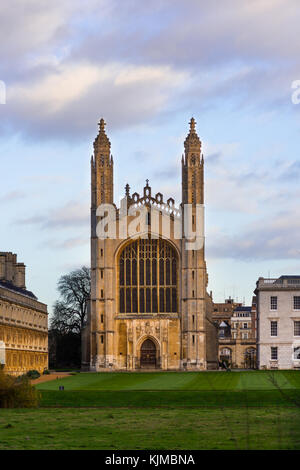 Kings College Chapel in späteren Abend licht. Universität Cambridge, Cambridgeshire, England. Stockfoto