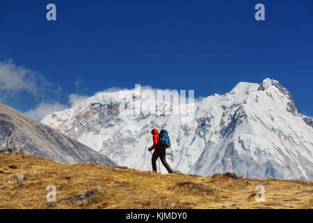 Bergsteiger im Himalaya Mountain Stockfoto