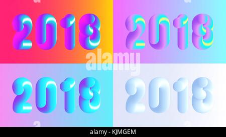 Vektor bunte 2018 Abbildungen, frohe Weihnachten und ein glückliches neues Jahr Stock Vektor