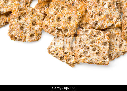 Roggen Knäckebrot auf weißem Hintergrund. mit Freistellungspfad Stockfoto