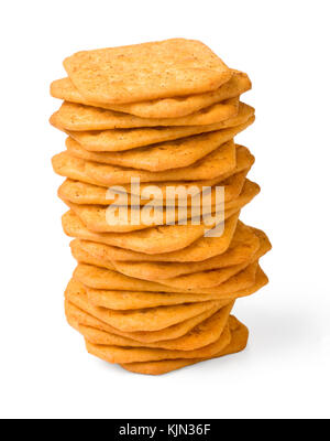 Salzigen Cracker auf weißem Hintergrund mit Freistellungspfad Stockfoto