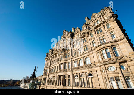 Außenansicht des Balmoral Hotel in der Princes Street in Edinburgh, Schottland, Großbritannien Stockfoto