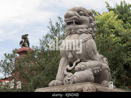 Lion chinesischer Tempel Statue Stockfoto