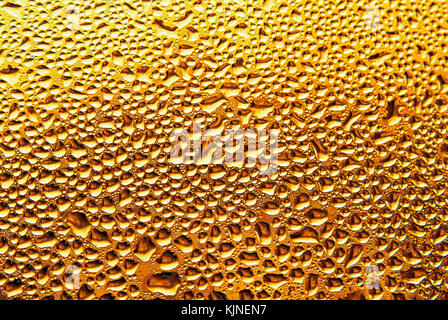 Golden Wassertropfen auf das Fenster Stockfoto